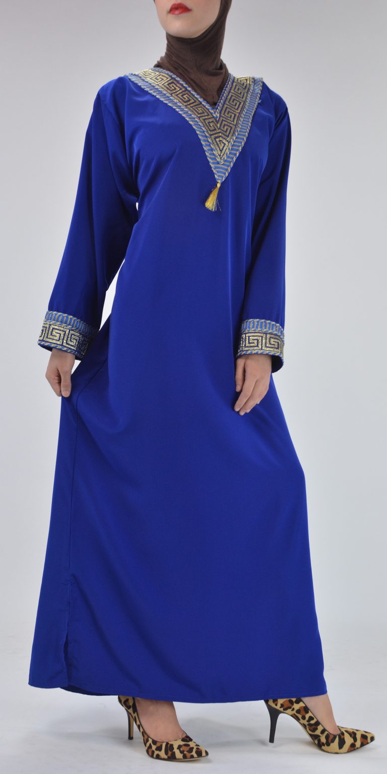 Royal Blue and Gold Syrian Duster Bisht Abaya | Alhannah Islamic Clothing