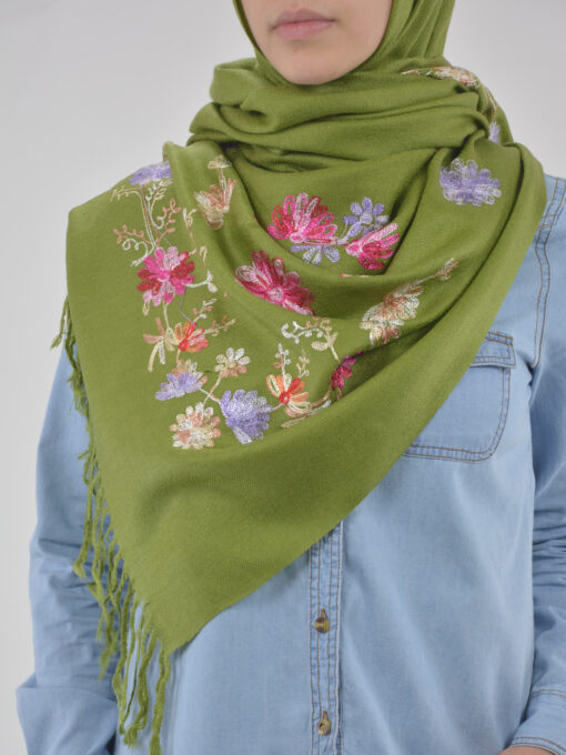 Tasseled Floral Sprouts Shayla Wrap Hijab HI2127 (8)
