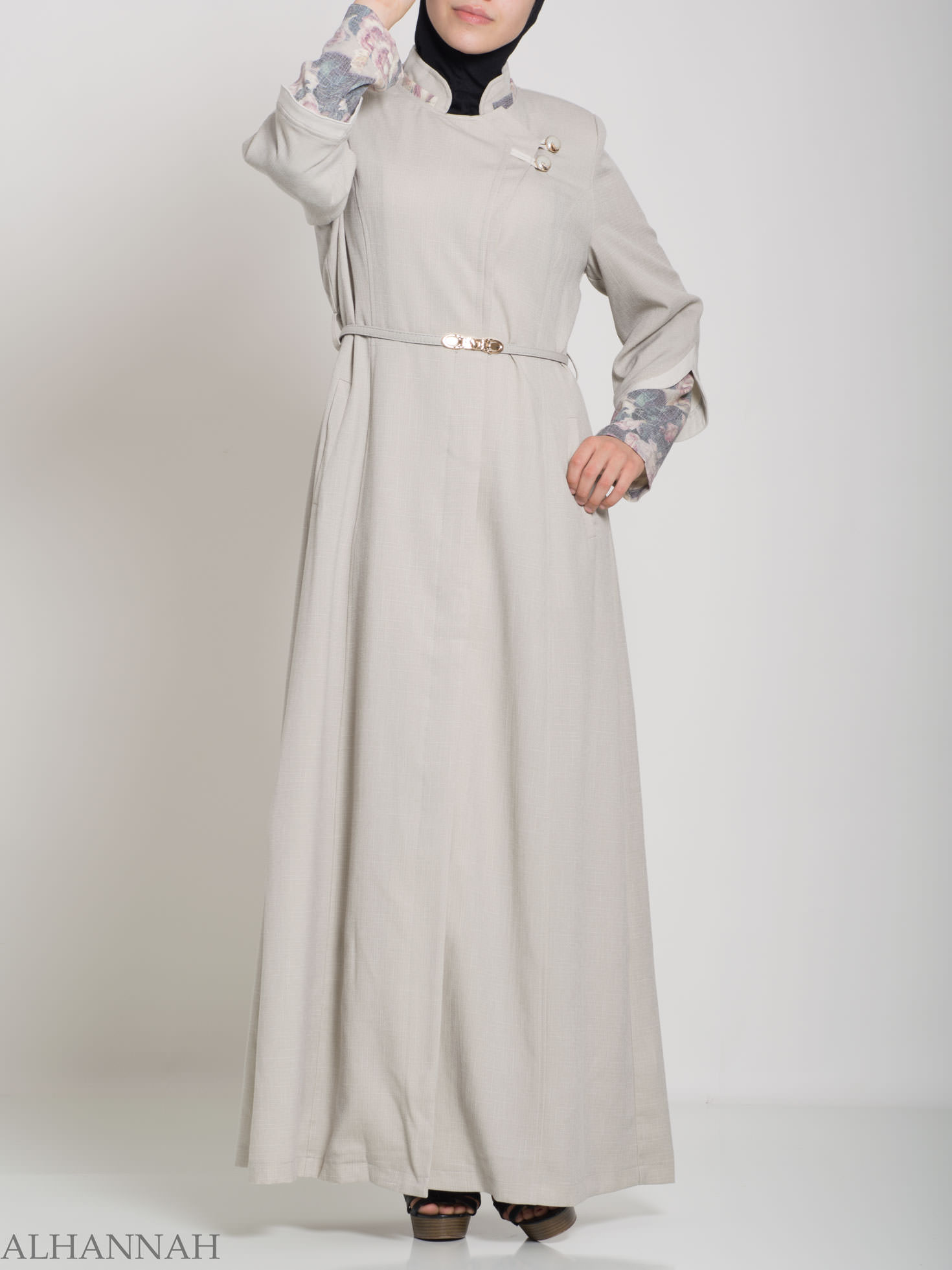 Floral Tailored Button-up Jilbab | ji661 » Alhannah Islamic Clothing