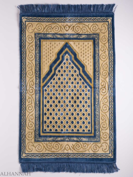 Turkish Prayer Rug Blue Arrowed Polka Dot Motif ii1138