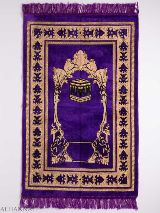Turkish Prayer Rug Purple Arched Floral Kaaba Motif ii1128