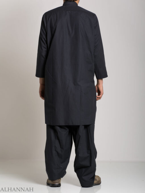 Half Open Short-Sleeved Black Salwar Kameez (4)