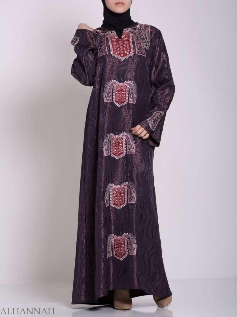 Embroidered Glowing Swirled Jordanian Abaya | ab705 » Alhannah Islamic ...