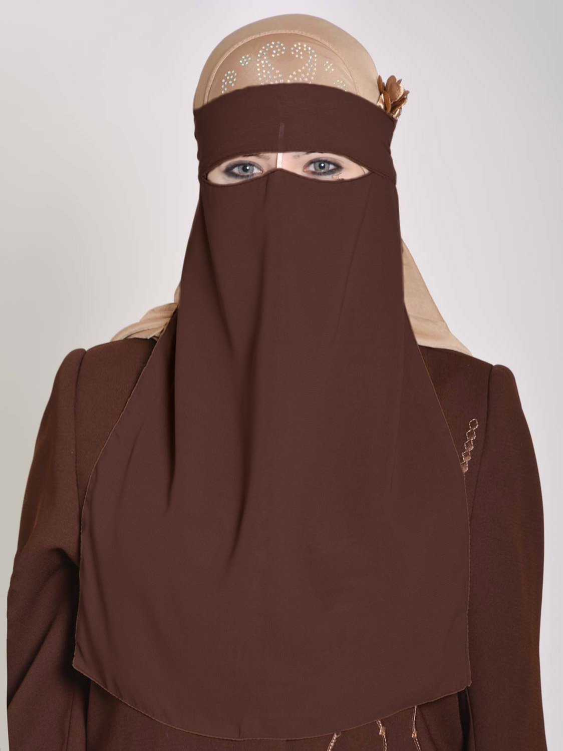 Saudi Style Solid Color One Layer Long Niqab Ni158 Alhannah Islamic Clothing