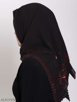 Floral Sequin Lined Square Hijab hi2161 (6)