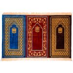 Kaaba-Motif-Tri-Color Triple Prayer Rug ii1160