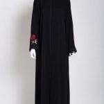 Womens Abaya Sprouted Roses Plain Black