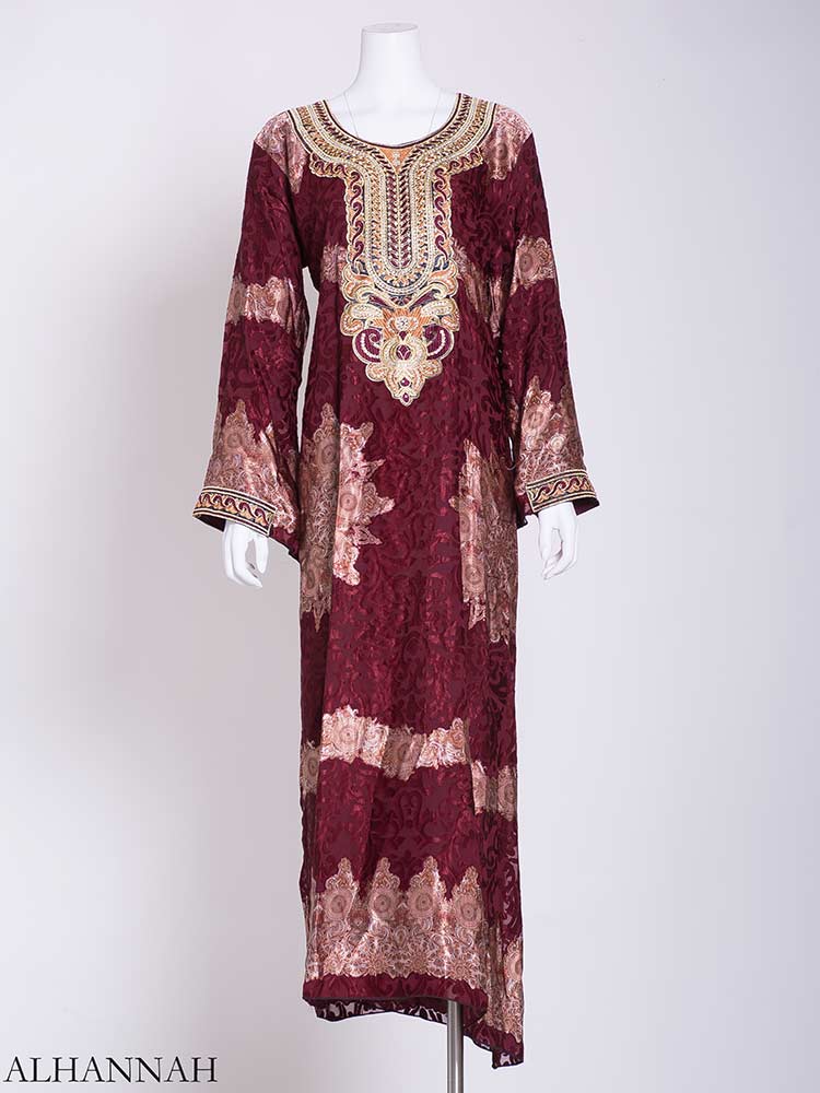Abstract Petal Embroidered Floral Abaya | ab723 » Alhannah Islamic Clothing
