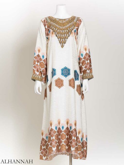 Arabesque Striped Embroidered Floral Abaya ab725 (1)