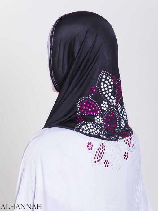 Floral Rhinestone Sequined Shoulder Length Al-Amira Hijab hi2169 (1)