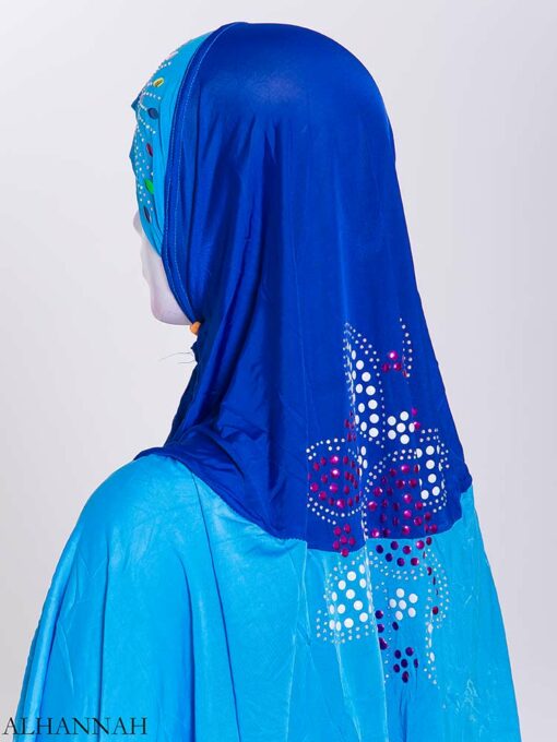 Floral Rhinestone Sequined Shoulder Length Al-Amira Hijab hi2169 (4)