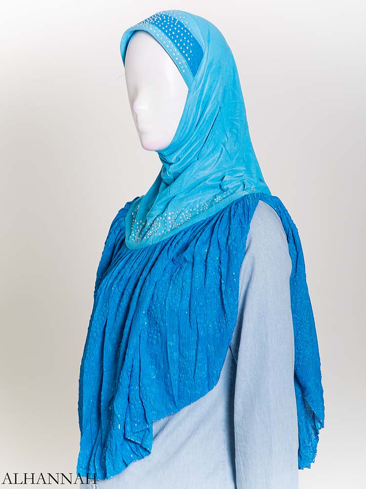 One piece WHITE Rhinestone Instant Hijab Women Islamic Headcover Amira Hijab 