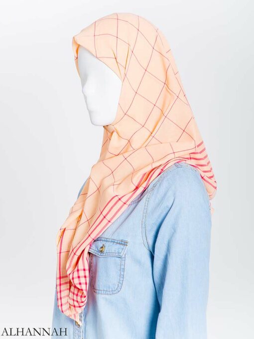Solid Color Plaid Square Hijab hi2167 (2)