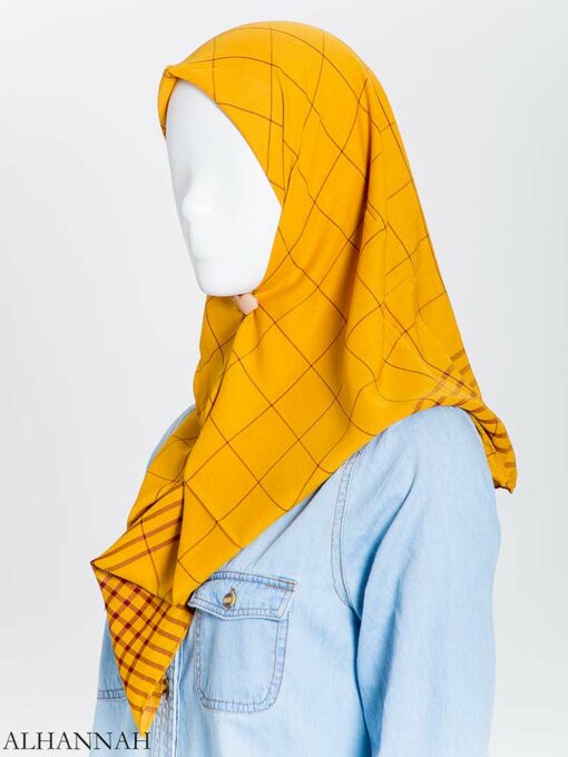 Solid Color Plaid Square Hijab hi2167 (6)