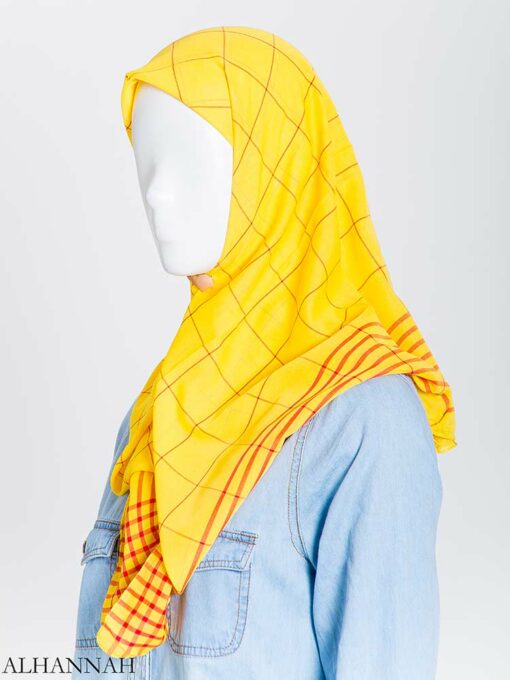 Solid Color Plaid Square Hijab hi2167 (7)
