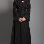 Black Abaya with Pearl Accents