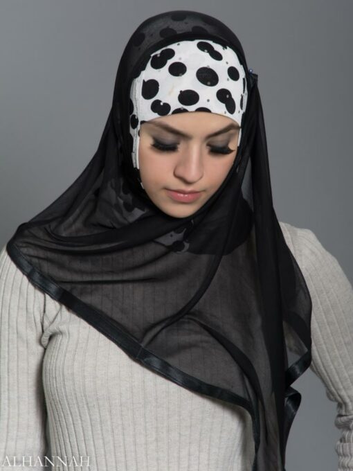 Polka Dot Kuwaiti Wrap Hijab hi2184 front