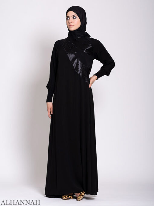 Jacquard Sash Abaya | xz-AB739 | Alhannah Islamic Clothing
