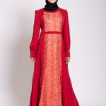 Arabesque Sequin Abaya Gown Ruby