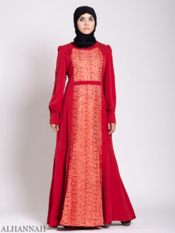 Arabesque Sequin Abaya Gown Ruby