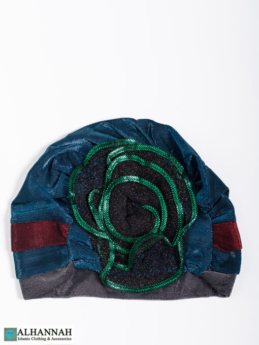 Cap Style Underscarf Teal Silver