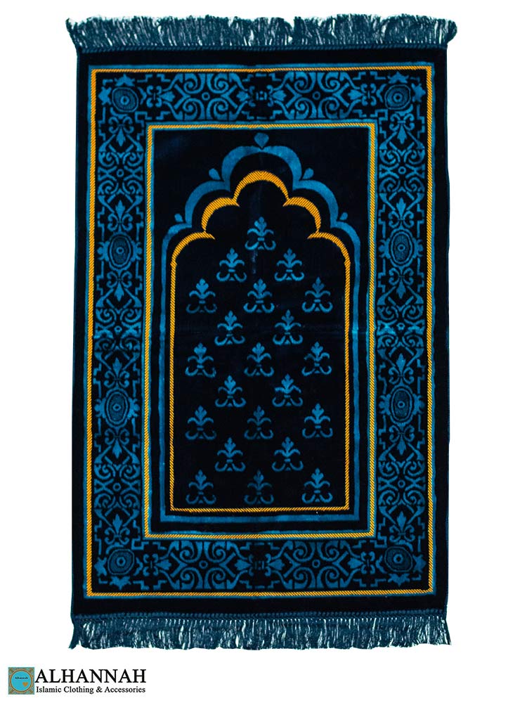 Plush Turkish Prayer Rug Blue