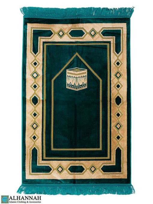 Turkish Prayer Rug Kaaba Motif Aqua