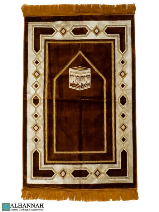 Turkish Prayer Rug with Kaaba Motif Cinnamon