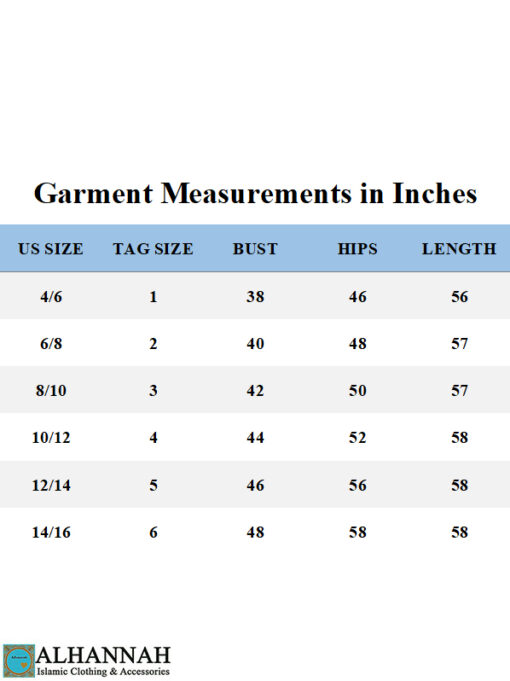 Multimedia Abaya Garment Measurements