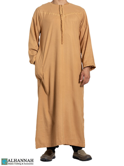 Yemeni Thobe with Tassel - Gold | me795 » Alhannah Islamic Clothing