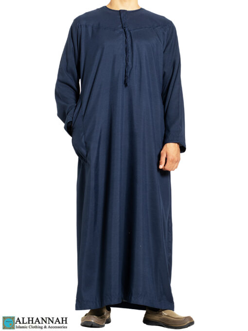 Yemeni Thobe with Tassel - Navy | me796 » Alhannah Islamic Clothing