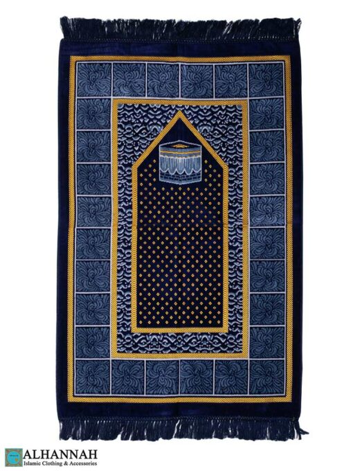 Prayer Rug with Kaaba Design - Blue