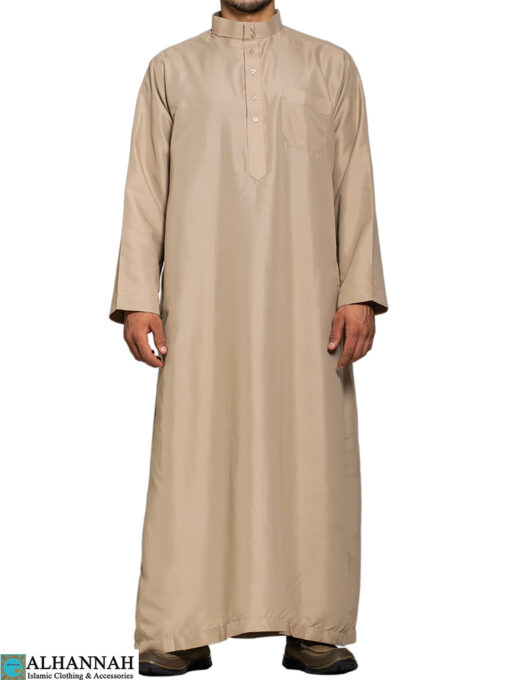 Saudi Style Thobe - Desert Tan | me806 | Alhannah Islamic Clothing