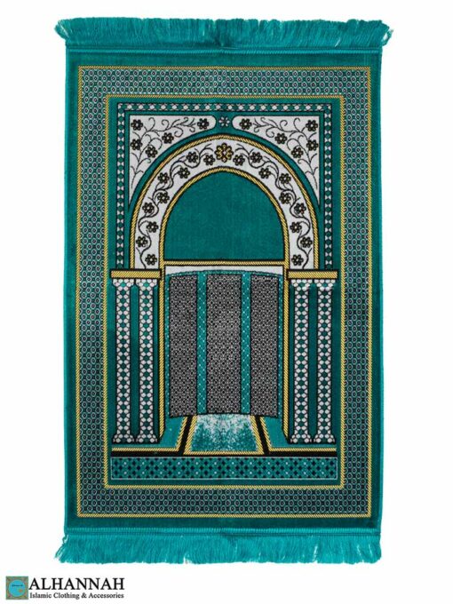 Prayer Rug with Mihrab Design - Teal