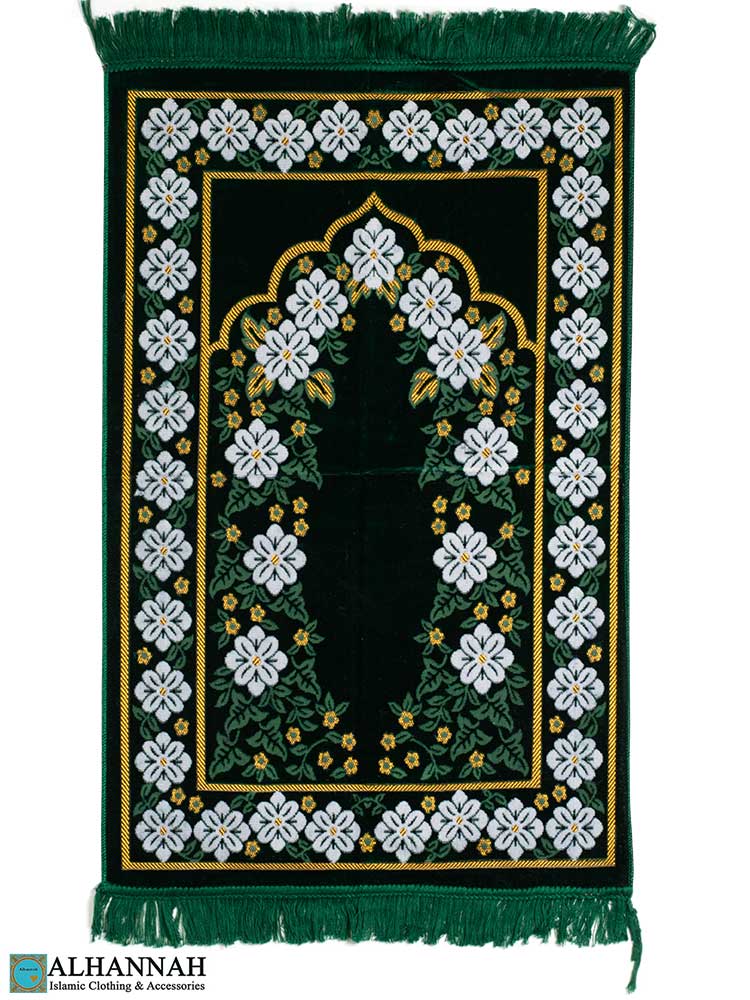 Deluxe Floral Prayer Rug - Emerald