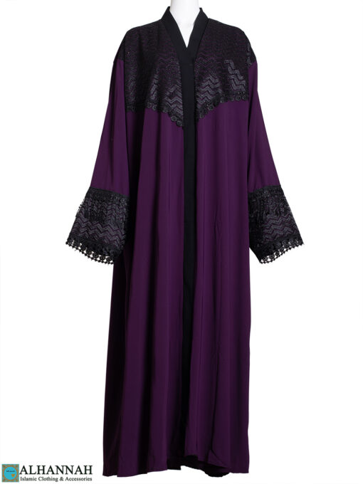 Abaya Lace-Trim Purple ab801 (1)