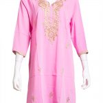Embroidered Feather Design Pink Kurti st612