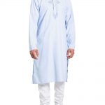 Embroidered Traditional Sky-Blue Kurta Pajama Suit me826