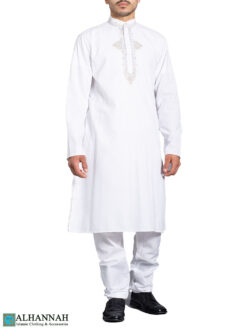 Embroidered Traditional White Kurta Pajama Suit me825