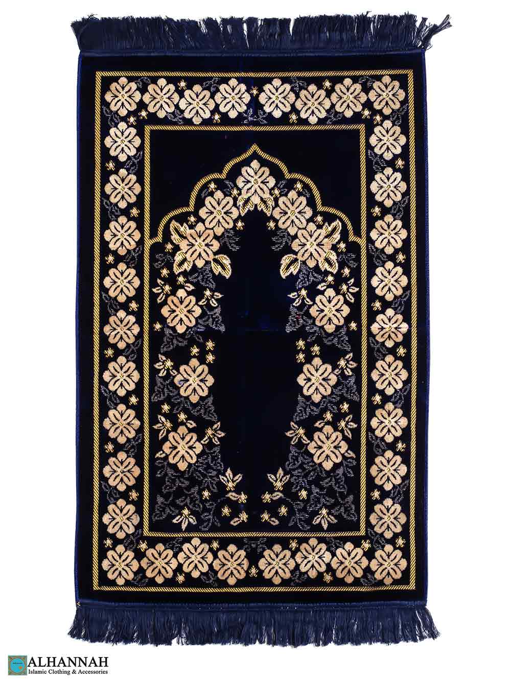 Deluxe Islamic Prayer Rug - Navy