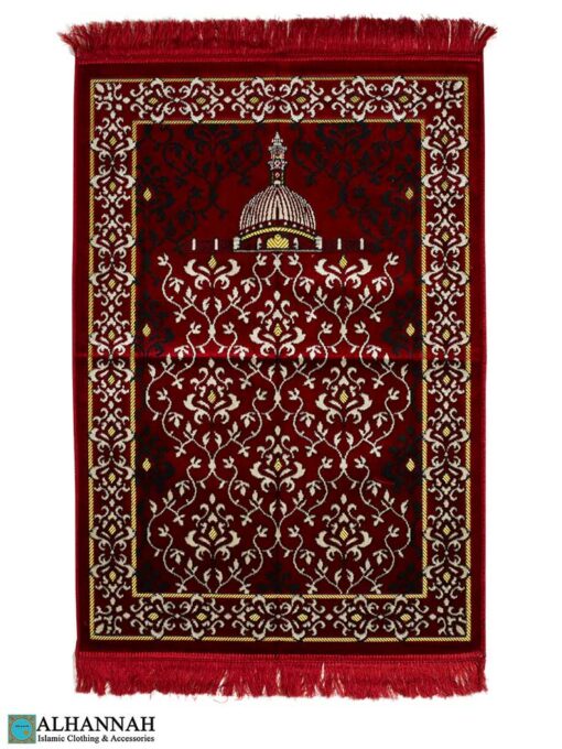 Islamic Prayer Rug Scrolling Vines Red