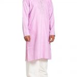 Pink Embroidered Linen Salwar Kameez me830