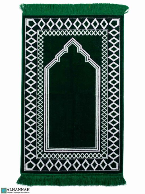 Prayer Rug with Diamond Border - Emerald