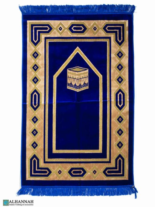 Prayer Rug with Kaaba in Royal Blue