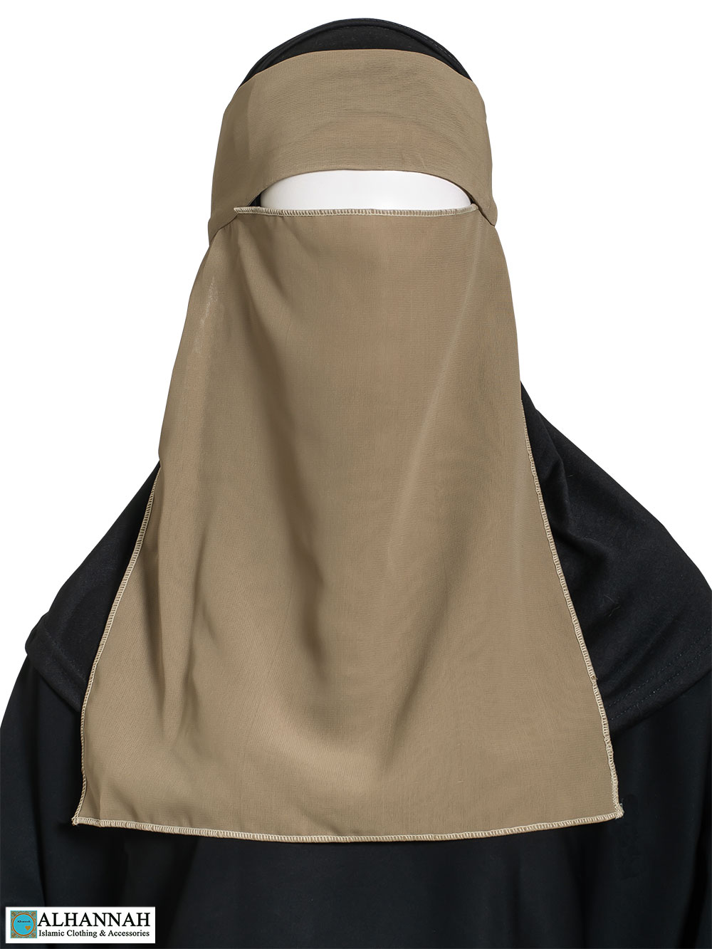 One Layer Niqab with Velcro Fastener - Tan