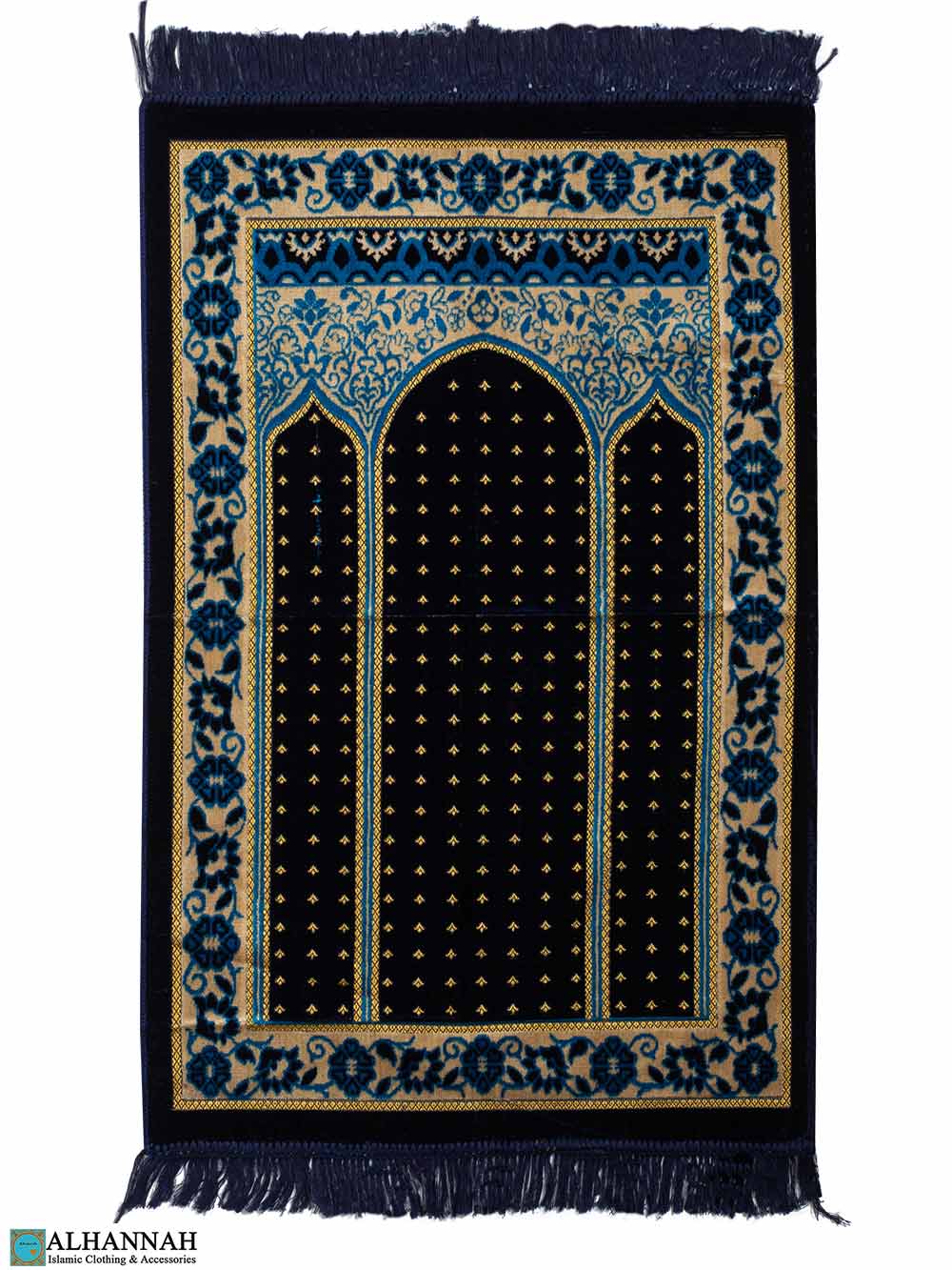 Triple Arch Turkish Prayer Rug - Navy | II1387 » Alhannah Islamic Clothing