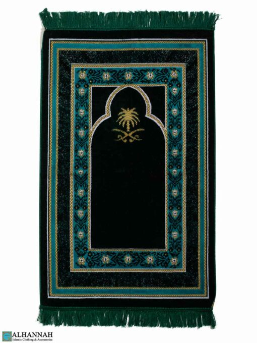 Turkish Prayer Rug with Hijaz Sword Motif - Green