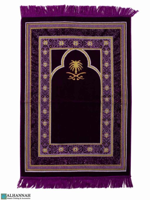 Turkish Prayer Rug with Hijaz Swords & Palm - Purple