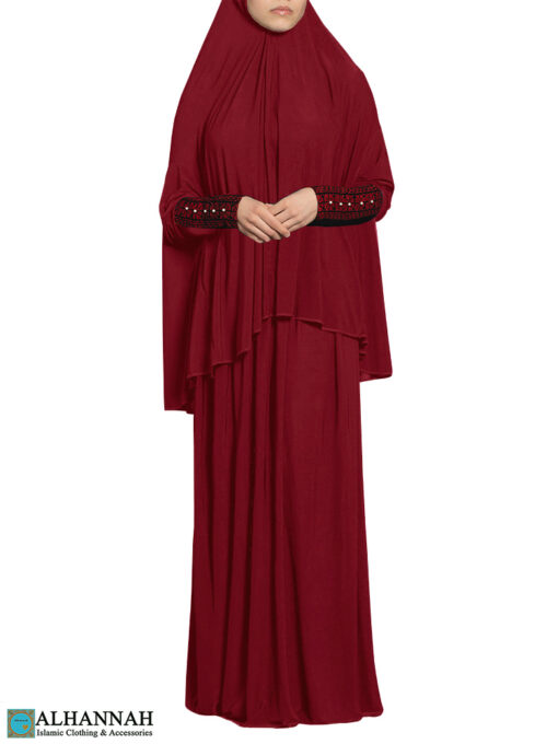 2 Piece Prayer Outfit with Palestinian Embroidery – Strawberry
