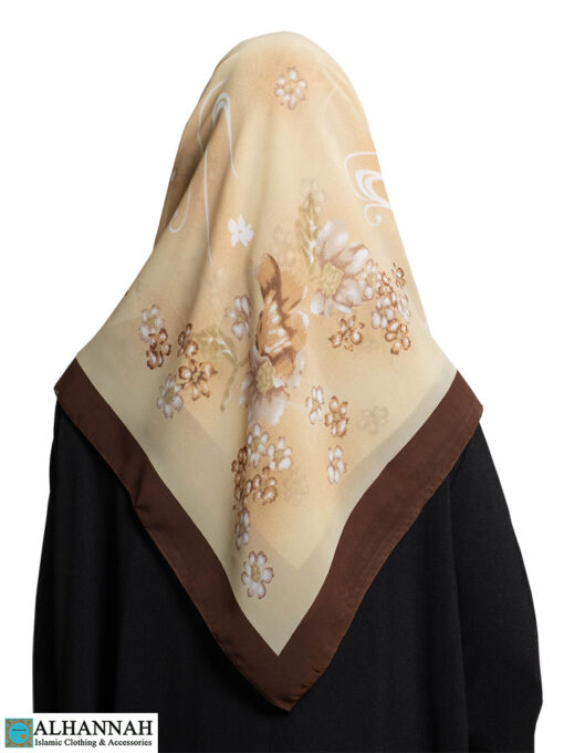 Desert Dust Square Hijab with Breezy Floral Print